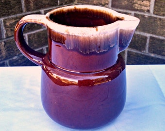 Vintage McCoy Pitcher, "Lancaster" Brown Drip, 32 Ounce, 1 Quart Jug, American Art Pottery, Circa 1960s