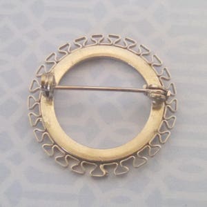 Vintage Brooch, Geometric Trim Circle Pin, Silver Tone Circle Brooch, Mid Century, Circa 1950s, Includes Gift Box image 3