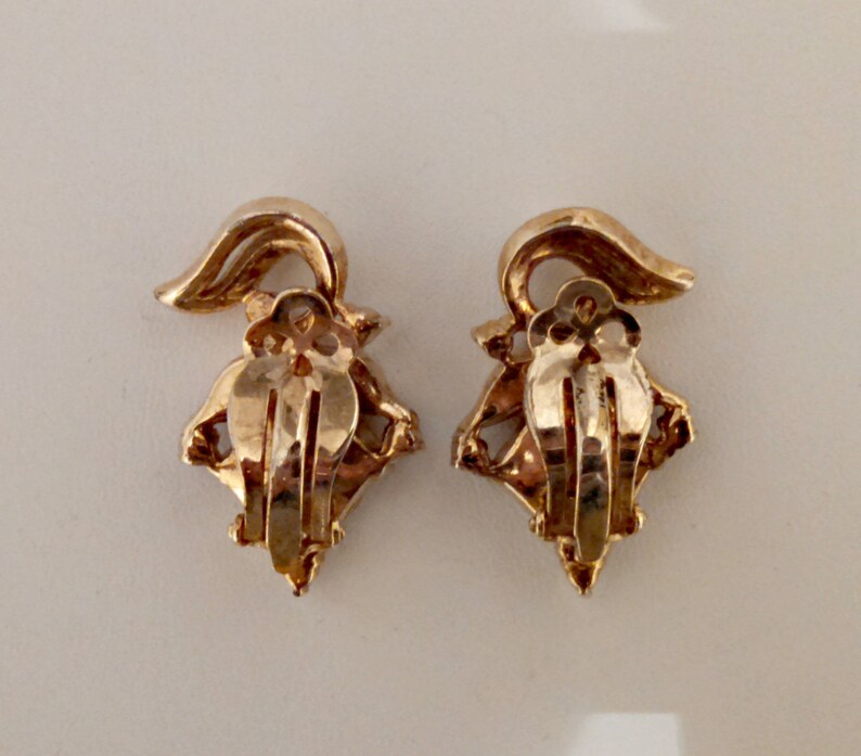 Vintage Clip Earrings Faux Diamonds in Gold Tone Tulip - Etsy