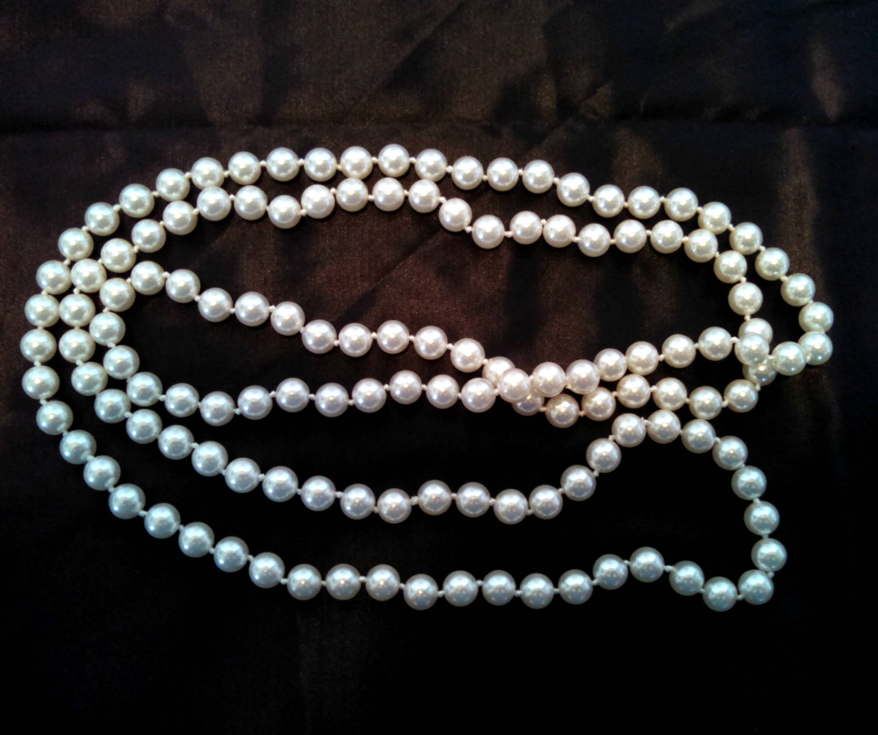 Vintage Necklace Glass Pearl 50 Inch Flapper Necklace Hand - Etsy
