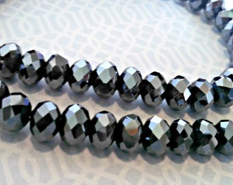 Vintage Necklace, Black Aurora Borealis Faceted Glass Beads, Amazing Sparkle, Adjustable Length, Never Worn, Circa 1970s, Includes Gift Box