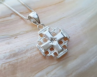 Auténtica Cruz de Jerusalén de Cinco Pliegues, Cruces de Tierra Santa, Colgante de los Cruzados, Collar Templario, Cruz de Cinco Pliegues, Cruz de Israel