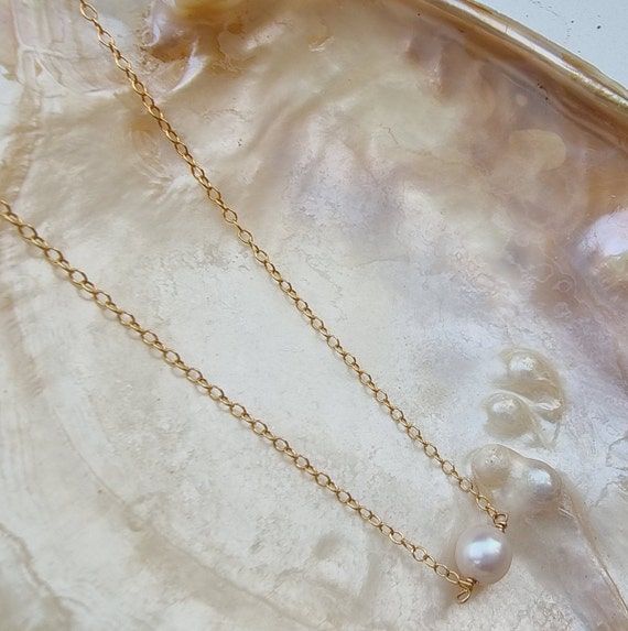 Single Pearl Necklace 14k Gold Filled 