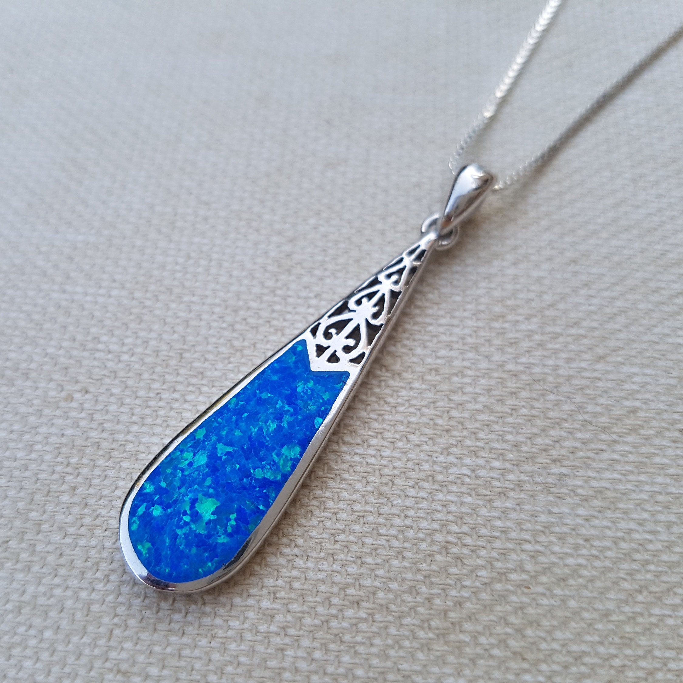 Nuovo Design Stile Conciso 925 Braccialetti In Argento Sterling Blu Opale Di Fuo - Foto 7