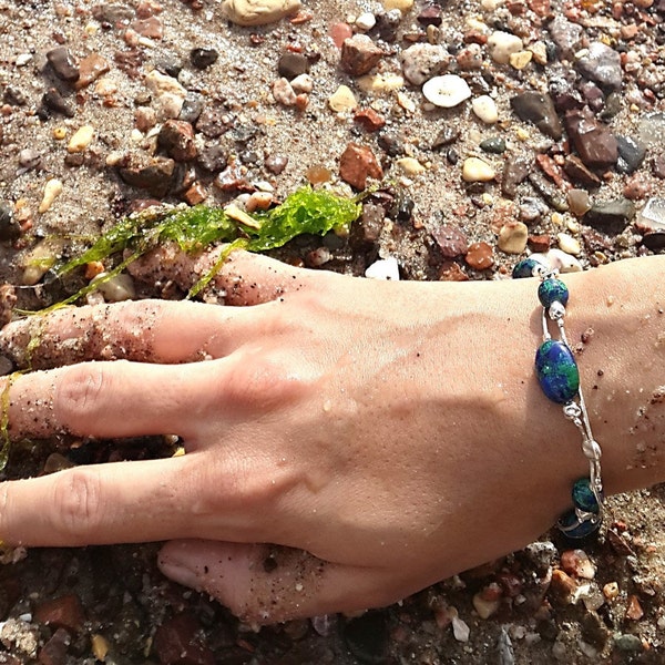 Bracelet en pierre d'Eilat, pierre du roi Salomon, Naturstein, malachite véritable, Geschenk FüR Sie, cadeau pour fillefreind