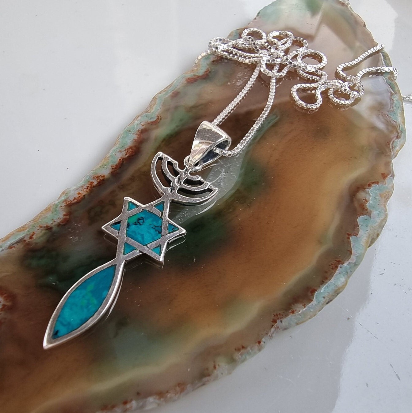 Collana Con Stella Di David E Croce Laterale, Design Personalizzato - Foto 8