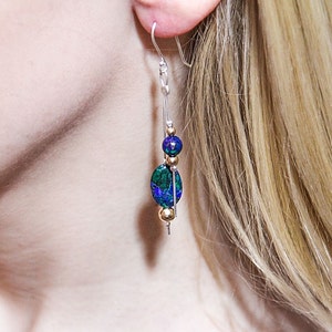 Lapis Lazuli - Eilat Stone Earrings, Handmade Earrings, Natural Gemstone, Beads Earrings, Blue - Green Gemstone, Made in Israel