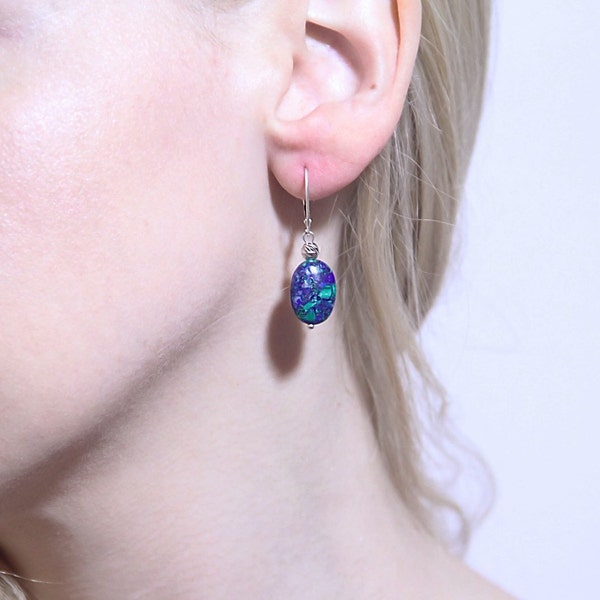 Boucles d'oreilles en argent sterling 925 avec pierre de lapis d'Eilat, boucles d'oreilles faites main, cadeau pour elle, boucles d'oreilles délicates avec pierre précieuse naturelle