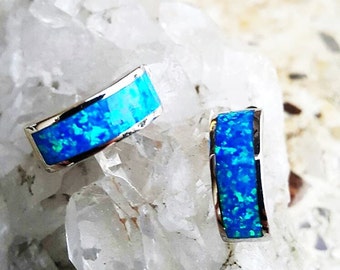 Silver & Blue Opal earrings