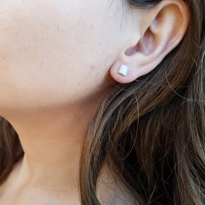 925 sterling Silver Earring White Opal Stone Handmade Earrings Stud Silver Earrings