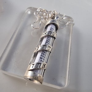 Mezuzah Necklace with Scroll, Mezuzah Case Pendant, Sterling Silver Mezuzah Pendant Star of David Jewish Jewelry