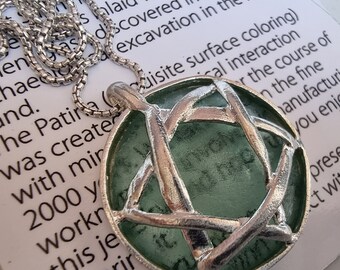 Sterling Silver Roman Glass Necklace with Star of David Pendant