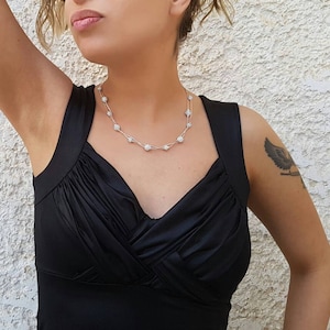 Silver Swarovski Crystal Necklace, Shamballa Beads Handmade Necklace, Bridal Necklace, Prom Jewelry, Crystal Necklace