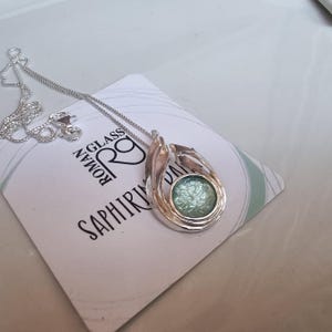 925 Sterling Silver & Roman Glass Necklace, Genuine Roman Glass, Statement Jewelry, Made in Israel