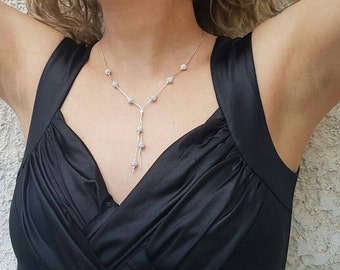 Gorgeos Collier en argent sterling avec cristaux Swarovski, collier en argent sterling fait à la main, collier de demoiselle d’honneur, bijoux pour femmes