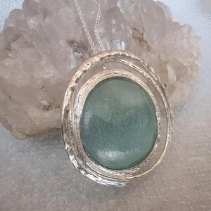 Large Roman Glass Necklace, Ancient Roman Glass, Historical Glass Jewelry, Sterling Silver Roman Glass Pendant,  Round Shape Necklace