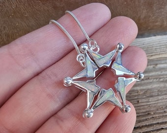 925 Sterling Silver Open able Star of David with Opal, Unique David Star Pendant, David Star Pendant Or Beautiful Opal Necklace, two in one