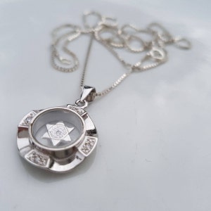 Spinning Star of David Pendant, Round Solid Sterling Silver 925 Free chain, Star David Necklace, Israel