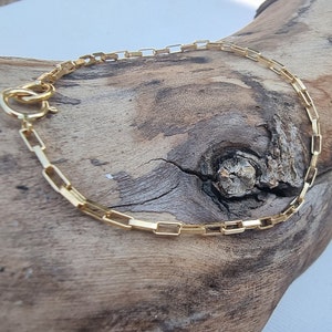 Papierclip Glieder Armband, Rechteck GliederKette, Kleine PaperClip Glieder, Zierliche Gold filled Armbänder für Frauen