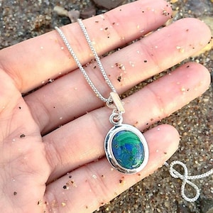 Eilat Stone Pendant: Sterling Silver Oval Necklace, Israel National Stone