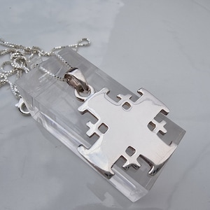Silber Jerusalem Kreuz Anhänger FREIE Kette, Kreuzritter Kreuz, christlicher Schmuck, Kreuz für Frauen Männer