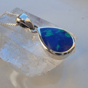 Eilat Stone Pendant, Natural Eilat Sterling Silver Pendant, Blue green Teardrop Eilat Pendant, Jewelry from Israel, Gift for Her