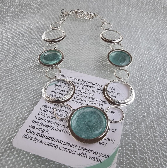 Ancient Roman Glass Necklace with 18-inch Rope Chain Ancient Roman Glass Necklace with 18-inch Rope Chain