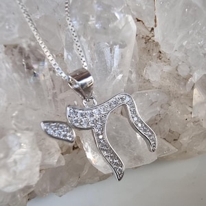 Sterling Silver Zircons Hebrew Chai Necklace, Hebrew Chai Pendant for Women, Chai Symbol, Special Gift for Women