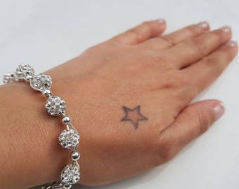 Handgemaakte sterlingzilveren bruidsarmband: Swarovski-kristal huwelijkssieraden