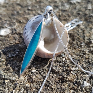 Turquoise - Eilat Stone Silver Pendant, King Solomon Stone, Turquoise Necklace, Israel&#39;s Stone, Gift for Her