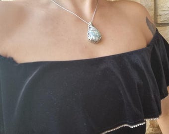Traanketting oud-Romeins glas: sterlingzilveren historische hanger