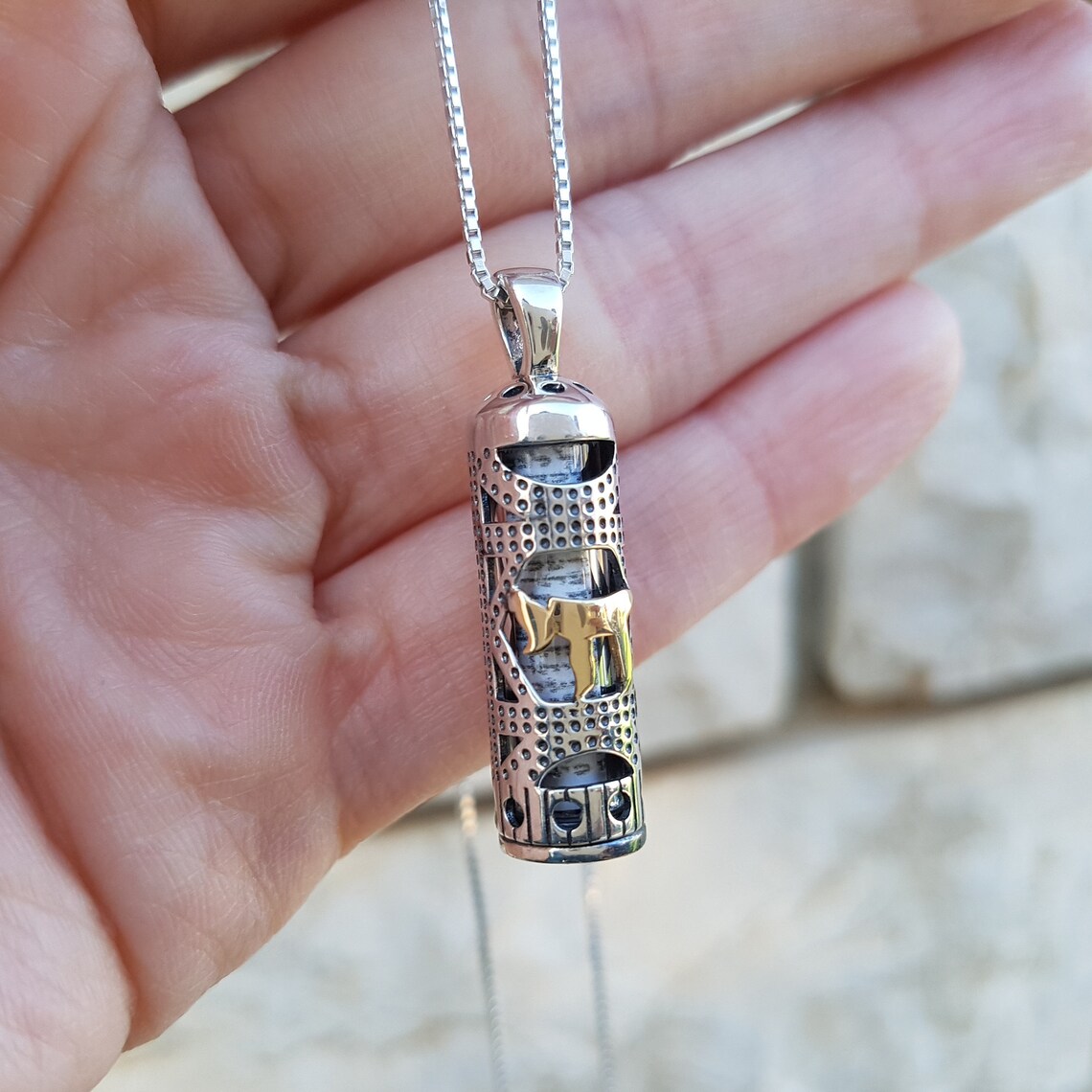 Mezuzah Necklace With Scroll Mezuzah Case Pendant Sterling - Etsy
