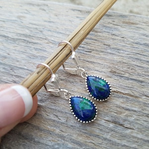 925 Sterling Silver Earrings, Natural Eilat Stone, King Solomon Stone Earrings, Stone From Israel, Teardrop Dainty Earrings, Gift for Her