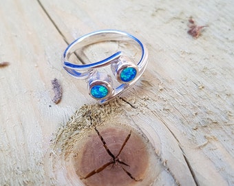 Silver Ring With Opal Stone, Dainty Opal Ring, Friendship Ring, Gift For Her, Blue Opal Ring, Women Ring