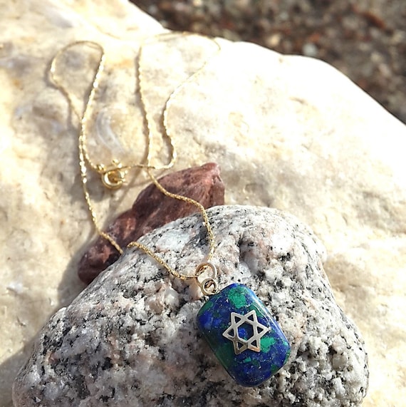 Lapis Lazuli- Eilat stone 9K Gold necklace