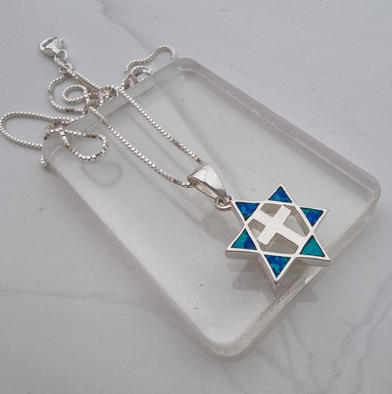 Ciondolo a croce Ankh in argento sterling 925, collana di perline di agata blu naturale, collana di pietre preziose autentiche, collana per serate eleganti, gioielli boho - Italia