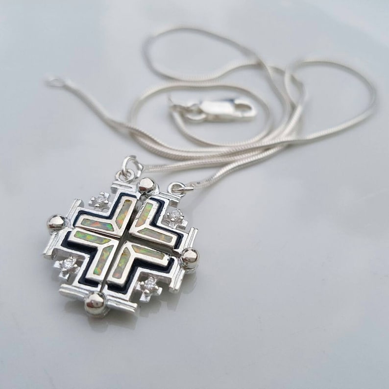 925 Sterling Silver Openable Jerusalem Cross Necklace With Etsy