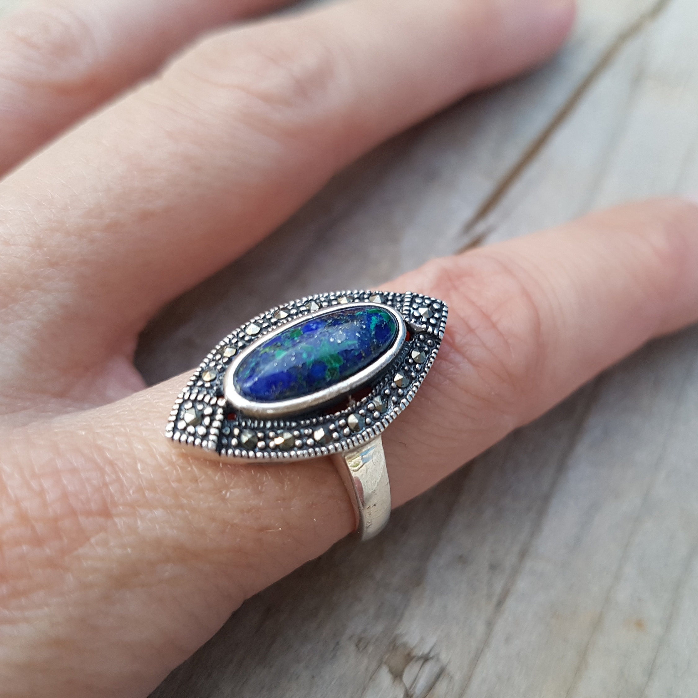 Bague Artisanale Argent 925 Avec Pierre D'Eilat - Taille 61 - Occasion