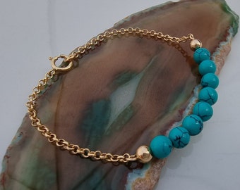 Turquoise Bracelet,14K Gold Filled Turquoise Bracelet, December Birthstone,  Natural Gemstone, Personalized Gift, Freindship Gift