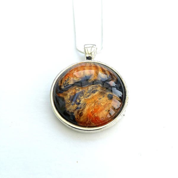 World on Fire Silver Plated Pendant Necklace - Unique Fantasy Jewelry
