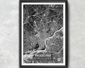 PHILADELPHIA Map with Coordinates, Philadelphia Map, Map Art, Map Print, Philadelphia Print, Philadelphia Art, Philadelphia Gift, Map Decor