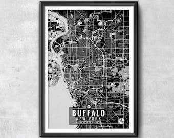 BUFFALO New York Map with Coordinates, Buffalo Wall Art, Buffalo Map, Map Art, Map Print, Buffalo Print, Buffalo Art, Buffalo Gift, Map, Art