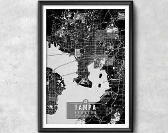 TAMPA Florida with Coordinates, Tampa Map, Map Art, Map Print, Tampa Print, Tampa Art, Tampa Gift, Tampa Decor, Tamp Wall Art, Tampa, Art