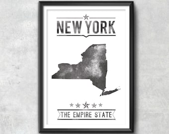 NEW YORK State Typography Print, Typography Poster, New York Poster, New York Art, New York Gift, New York Decor, New York Print, New York