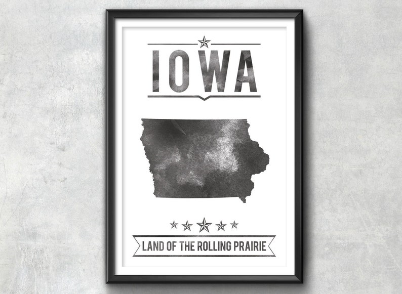 IOWA State Typography Print Typography Poster Iowa Poster Etsy