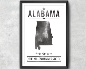 ALABAMA State Typography Print, Typography Poster, Alabama Poster, Alabama Art, Alabama Gift, Alabama Decor, Alabama Print, Alabama State