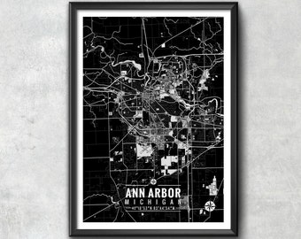 ANN ARBOR Michigan Map with Coordinates, Ann Arbor Map, Map Art, Map Print, Ann Arbor Print, Ann Arbor Art, Ann Arbor Gift, Wall Art, Map