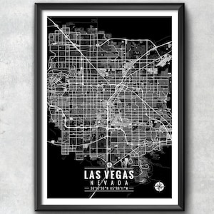 Las Vegas Map Print, Blue Geometric Vegas Valley Strip City Wall Art P —  Maps As Art