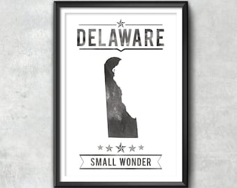 DELAWARE State Typography Print, Typography Poster, Delaware Poster, Delaware Art, Delaware Gift, Delaware Decor, Delaware Print, Delaware