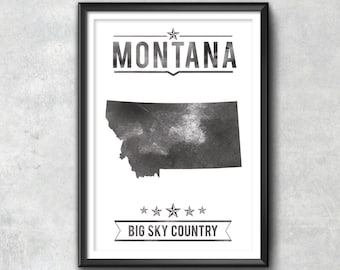 MONTANA State Typography Print, Typography Poster, Montana Poster, Montana Art, Montana Gift, Montana Decor, Montana Print, Montana Love,Map